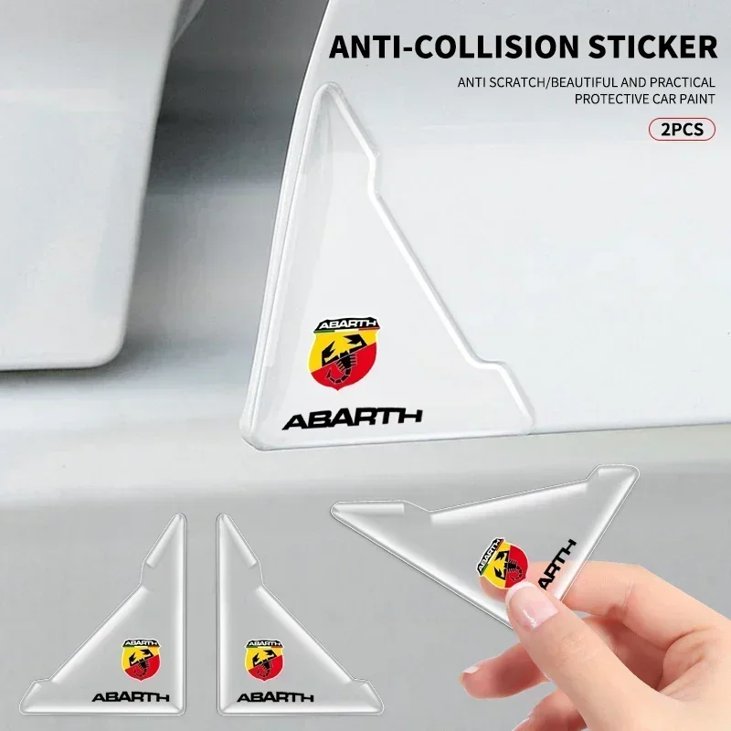 2PCS Silicone Car Badge Door Corner Cover Bumper Crash Scratch Protector For Abbas Abarth Punto 124/125/500 Stilo Ducato Car