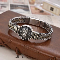 22CM, Lions Heads 925 Silver Bracelet for Men Retro Trend Clouds Eternal Vine Chain Jewelry Male Party Luxurious Gift Age-Old