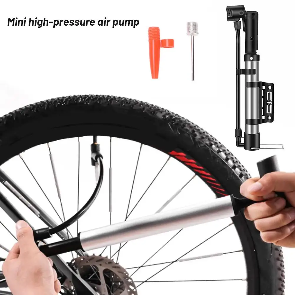 Bicycle Air Pump Hand High Pressure With Gauge Mini Portable Alloy Pump For Schrader Presta Valve Tire Air Inflator M2R4