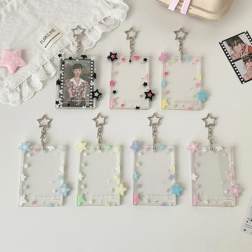 Star Pendant Card Case  Photo Card Holder Student Card Holder Colorful For Keychains Students Handbags