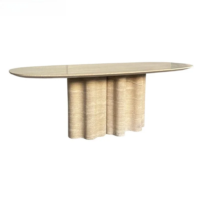 Rice cave stone arc dining table irregular shape wabi sandy wind log cream wind restaurant