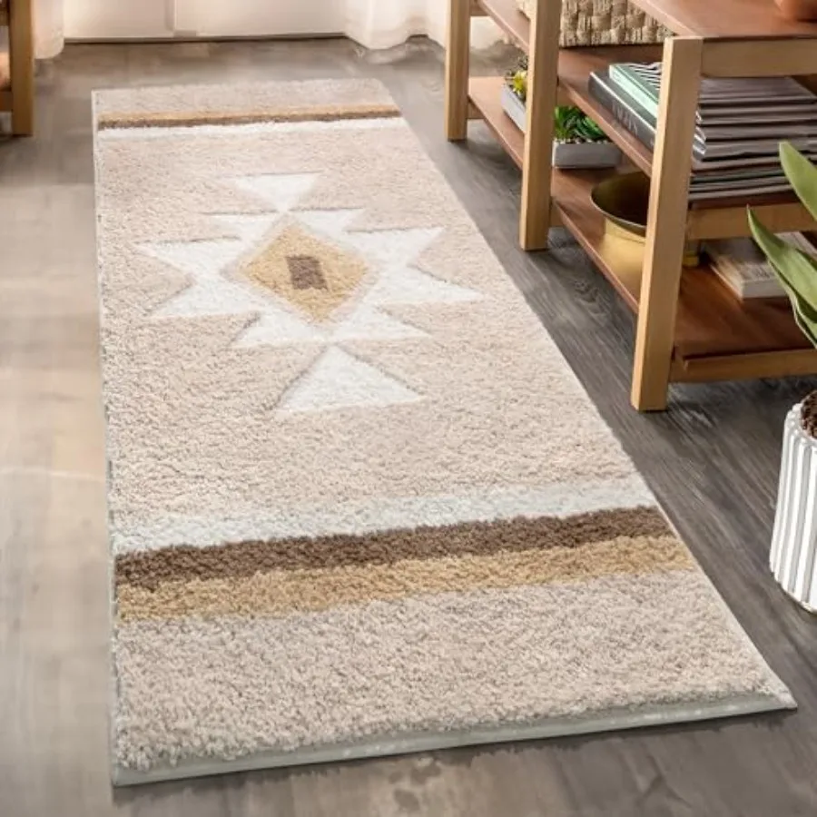 

Boho Bathroom Rugs Runner Non Slip Bath Mat Shaggy Soft Absorbent Long Bath Rug Large Carpet for Bathroom Shower Entryway 24x47