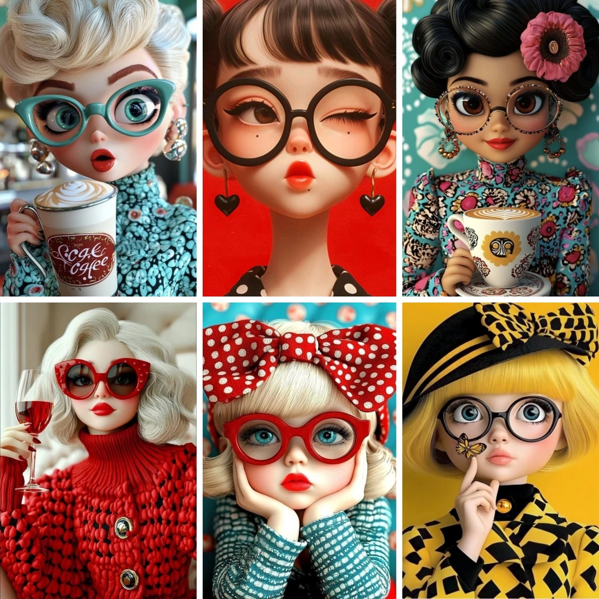 

DIY Diamond Painting Dopamine Decor Trendy Woman in Glasses Posters , Full Drill Embroidery Dots Painting Kits Girls Room Decor