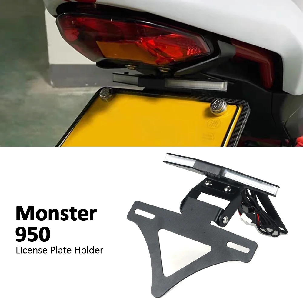 

For Ducati Monster 950 Monster950 2021 2022 2023 Motorcycle Rear Short Tail Stock License Plate Holder Tailstock Bracket Kit