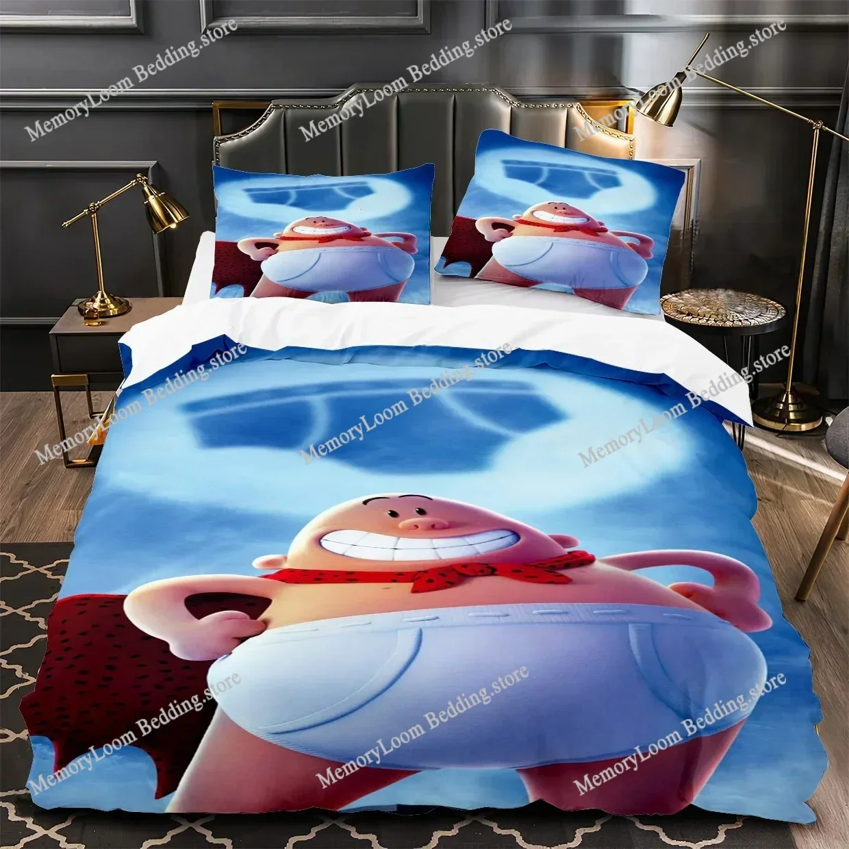 Anime Character Cute captain underpants Bedding Set Full/Queen/King Size Duvet Cover Pillowcase Kids Adult Soft Home Textile Set