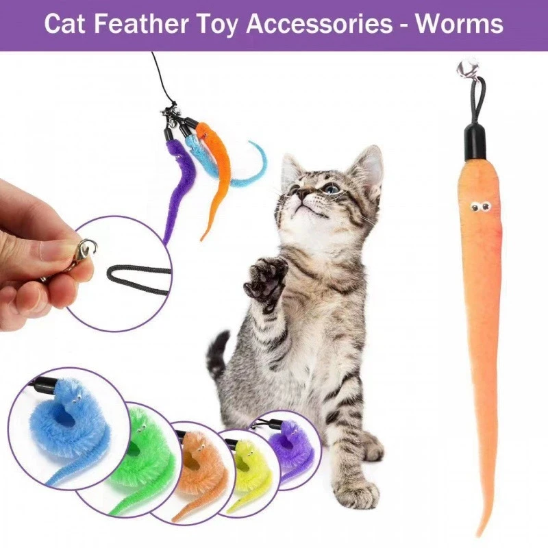 Kitten Toys Variety Pack Funny Cat Stick Scalable Cat Pole Plush Toy Feather Replacement Head Interactive Fun Pet Supplies