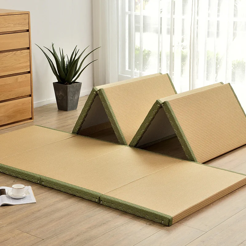 Colchón plegable Tatami, colchón de palma de coco, estera para almuerzo en la oficina, estera para gabinete de arroz con pedal