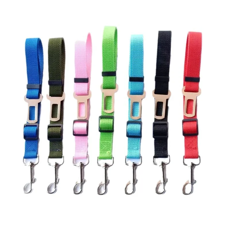 Adjustable Pet Cat Dog Car Seat  Belt Pet Seat Vehicle Dog Harness Lead Clip Safety Lever Traction Dog Collars Dog Accessoires