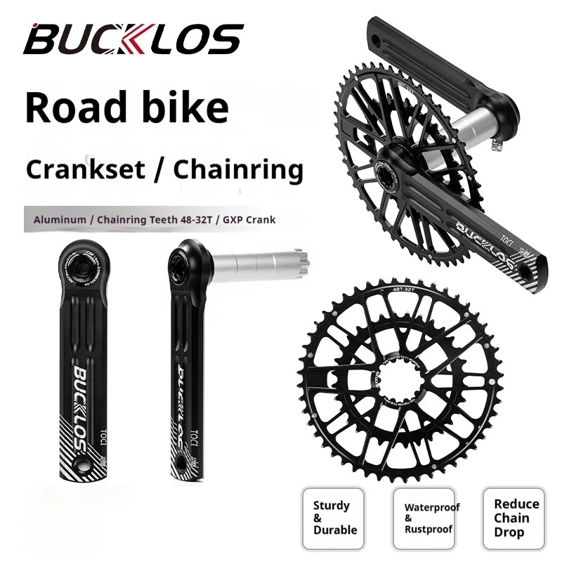

Bucklos Road Bicycle Crankset Gxp 170mm 172.5mm Aluminum Alloy 48t 32t Double Chainring Road Cycling Parts For Adult Riders