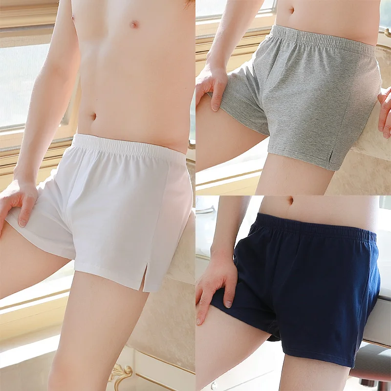 

3 Pack Men's Cotton Loose Fit Arrow Pants - Mid-Rise Simple Boxer Shorts - Plus Size 4-Corner Underwear for Big Men