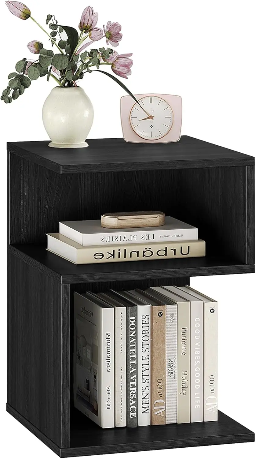 

Minimalist 3 Tier End Table - Minimalist 3-Tier Wood Nightstand for Small Spaces with Open Storage - Japanese-Inspired Bedside