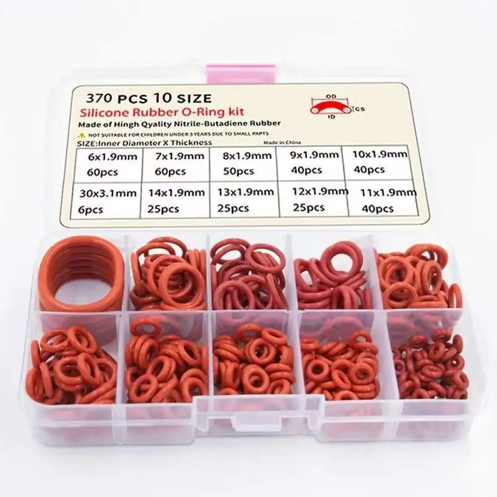 Assorted Silicone O Ring Gasket Kit Oil Resistant Rubber Seals For Automotive Engine Plumbing Industrial Machinery Maintenance