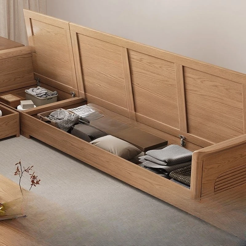 

Nordic ash wood solid wood sofa storage fabric sofa modern simple small apartment