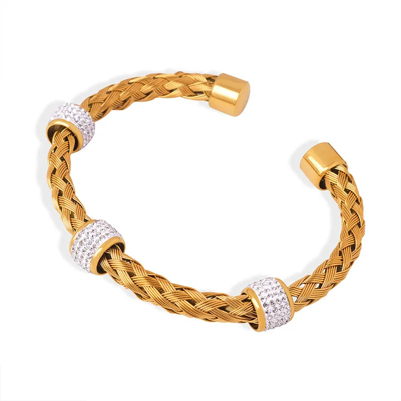 

Apexelle Brand Stylish Jewelry Titanium Steel Bracelet Gold Plated Woven Openwork Bracelets Daily Wear Accessories