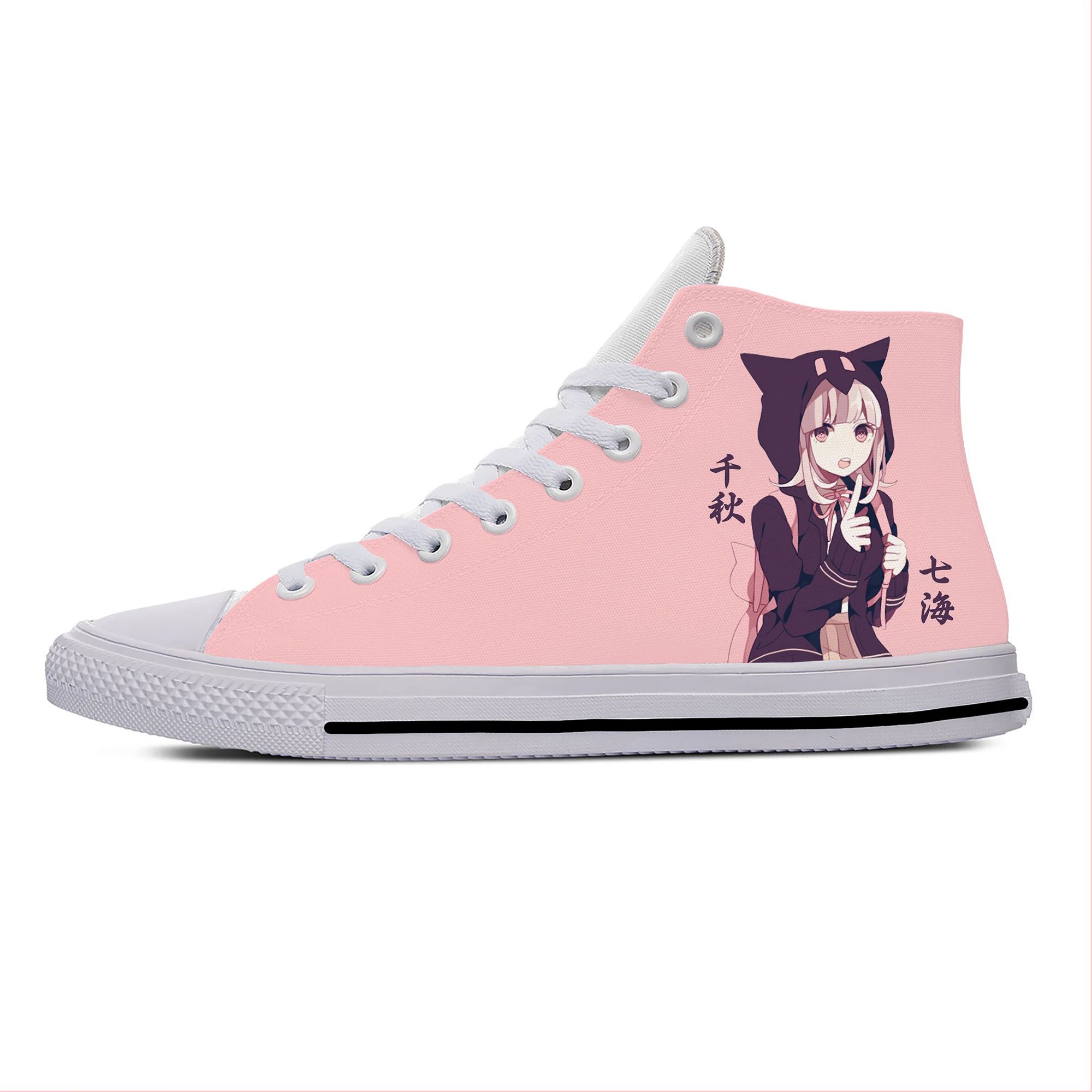 Japanese Anime Cartoon Nanami Chiaki Danganronpa Casual Cloth Shoes High Top Lightweight Breathable 3D Print Men Women Sneakers