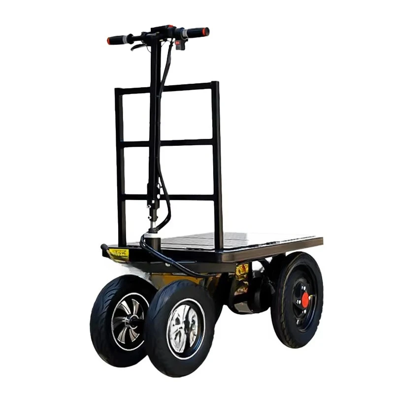 عربة منصة كهربائية مع مقود قابل للطي، عربة محمولة للمستودعات، عربة منصة كهربائية مسطحة #1