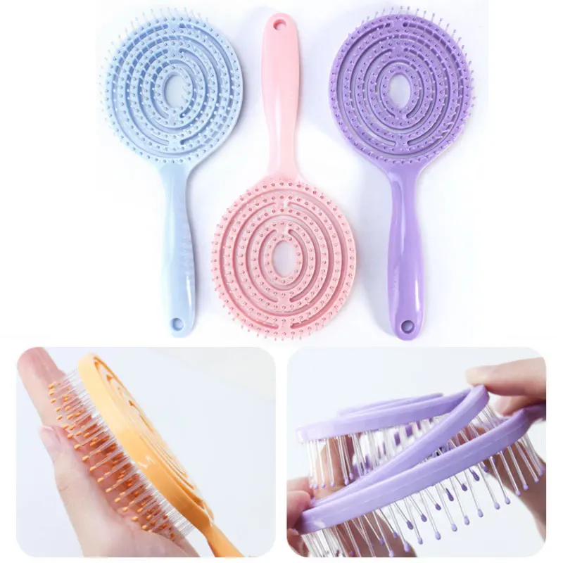 Relaxante Elastic Massage Comb, Hollow Out Hair Brush, Scalp Massage Combs, Hair Styling Detangler, Ferramenta de secagem rápida por sopro