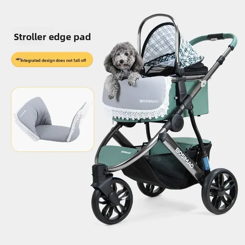 Pet Stroller Liner Set Padded Floral Edge Cushion Seat Mat Protective Cover for Cats Small Dogs Travel Carriage Comfort Use