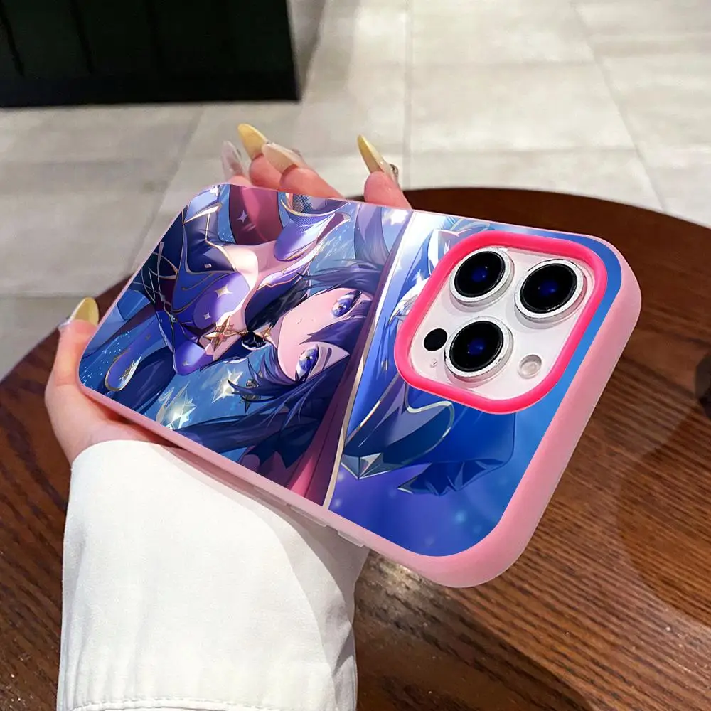 

Чехол для телефона Game GI Mona Jelly Double layer Rose Red для iPhone 17 16 15 14 13 12 11 Air Pro Max Plus, защитный