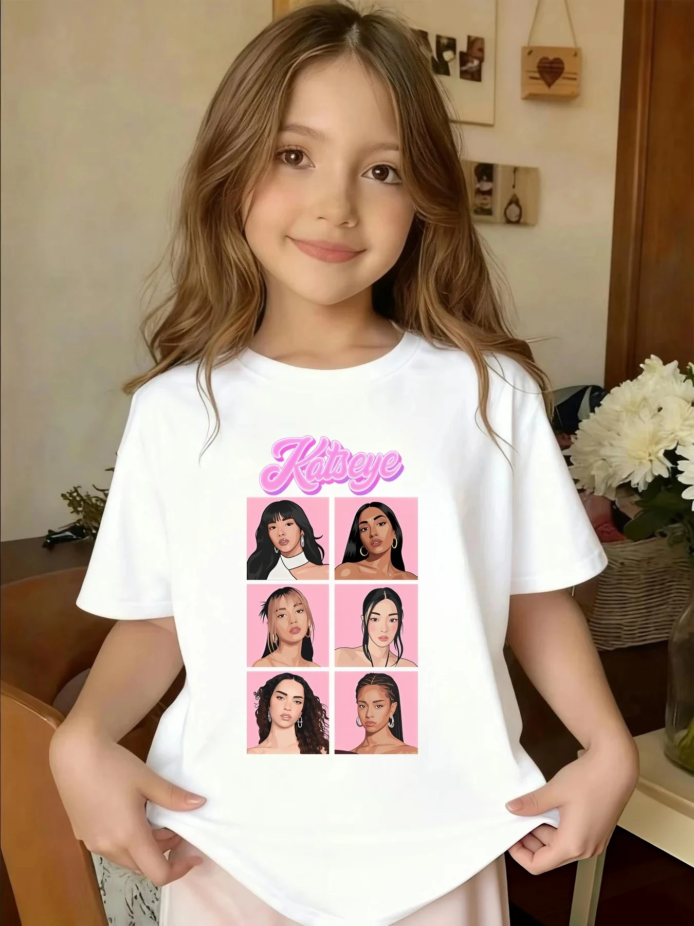 Neues 2026 KATSEYE Y2K Süßes Kurzarmshirt für Kinder, Musik-Streetwear-Grafik-Top, atmungsaktive Sommerkleidung für Jungen und Mädchen – Detail 1