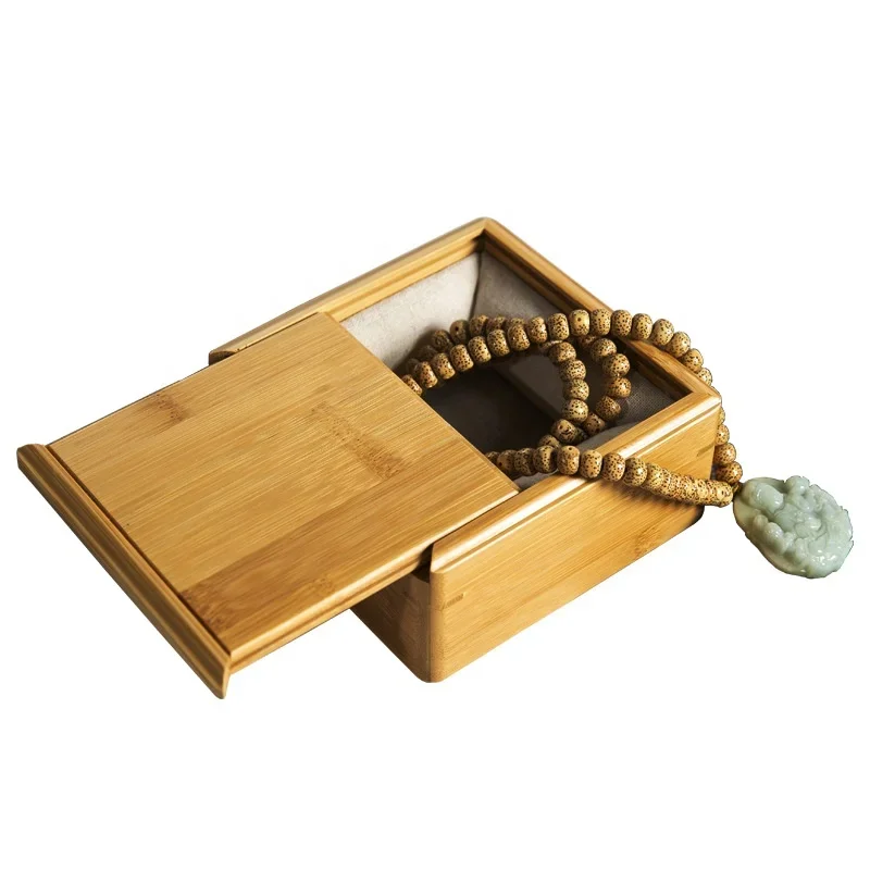

Small size display souvenir walnut wood bamboo packaging box with sliding lid