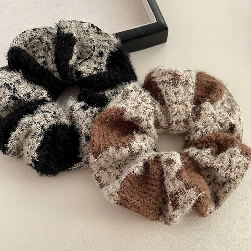 2024 Autumn Winter New Brown Scrunchies Girls Student Large Hair Tie Rope French Luxury Hairbands Women Ponytail Holder Headwear