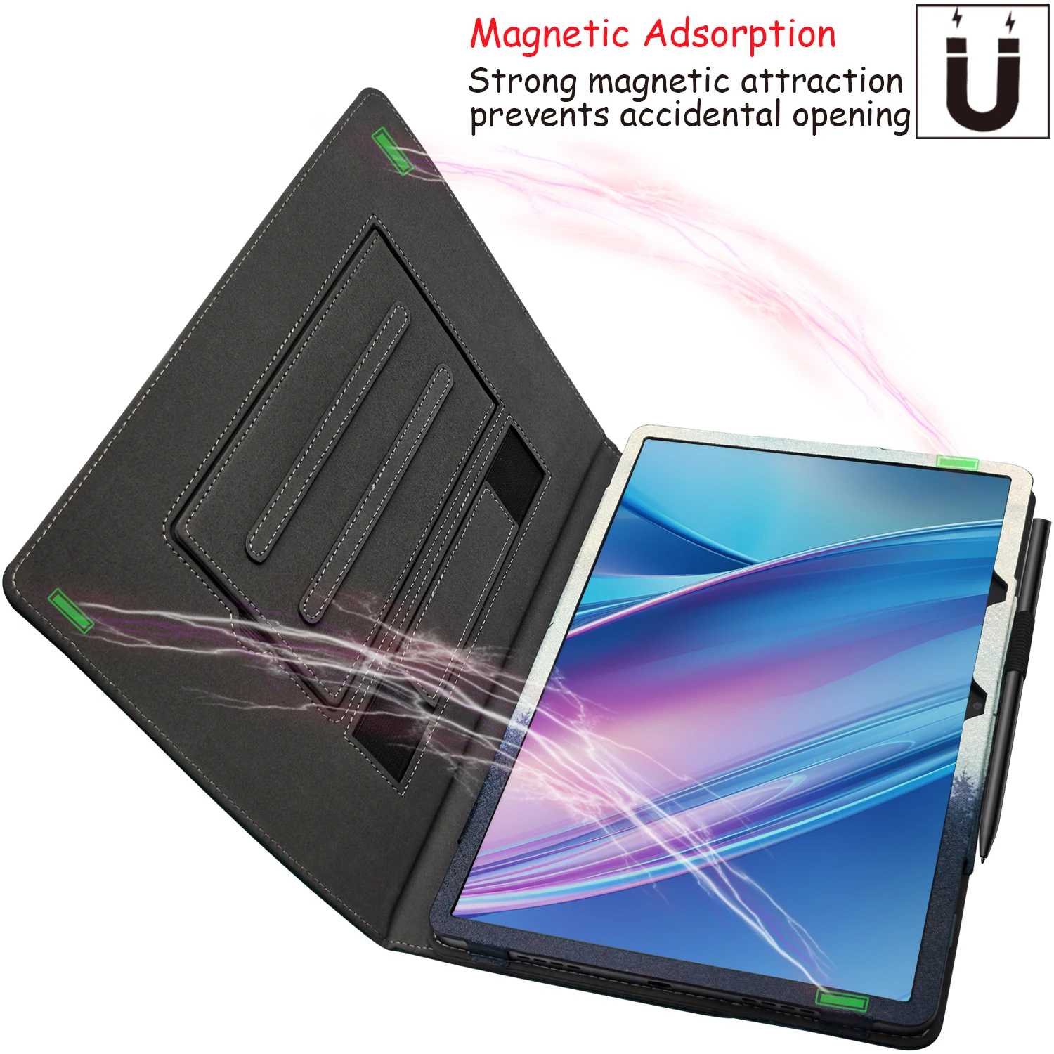 Etui na tablet TCL NxtPaper 11 Plus 11,5 cala, dwukierunkowa, wielokątna podstawka z funkcją automatycznego usypiania i budzenia/paskiem na rękę/uchwytem na rysik, wykonane z PU. — zdjęcie produktu 3