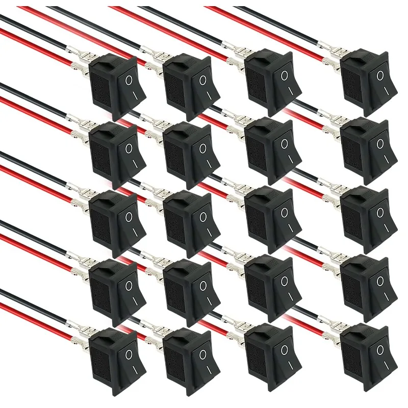 

20 комплектов KCD1 Кулисный переключатель для мини-лодки AC 6A/250V 8A/125V 2 наконечника для пайки SPST вкл./выкл. 2-контактный 2-позиционный с обжимной головкой 4,8 мм