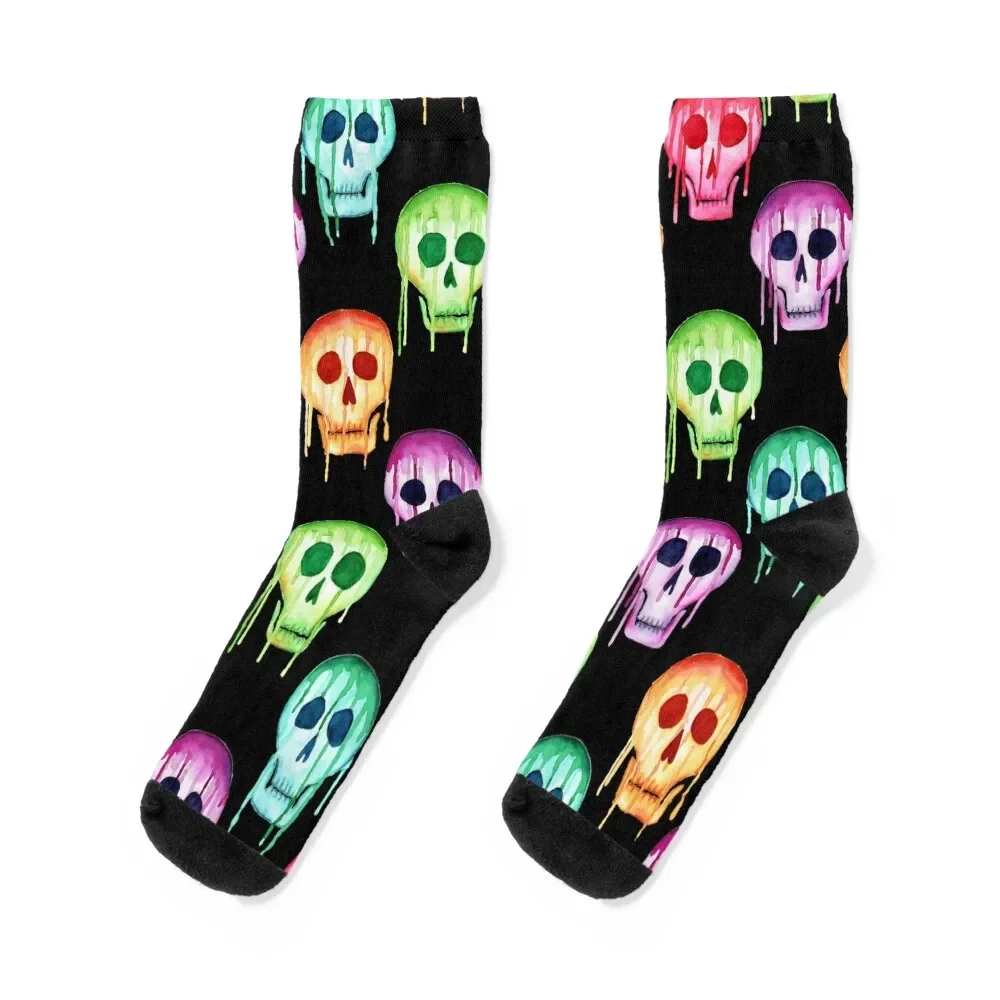 

Drippy Watercolor Skull II Socks Soccer cotton custom Socks Men's Women's