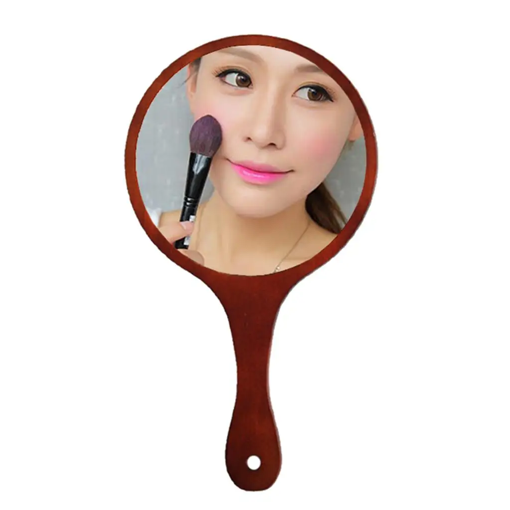 Petit miroir de maquillage Portable en bois, miroir cosmétique rond avec bois, 1 pièce