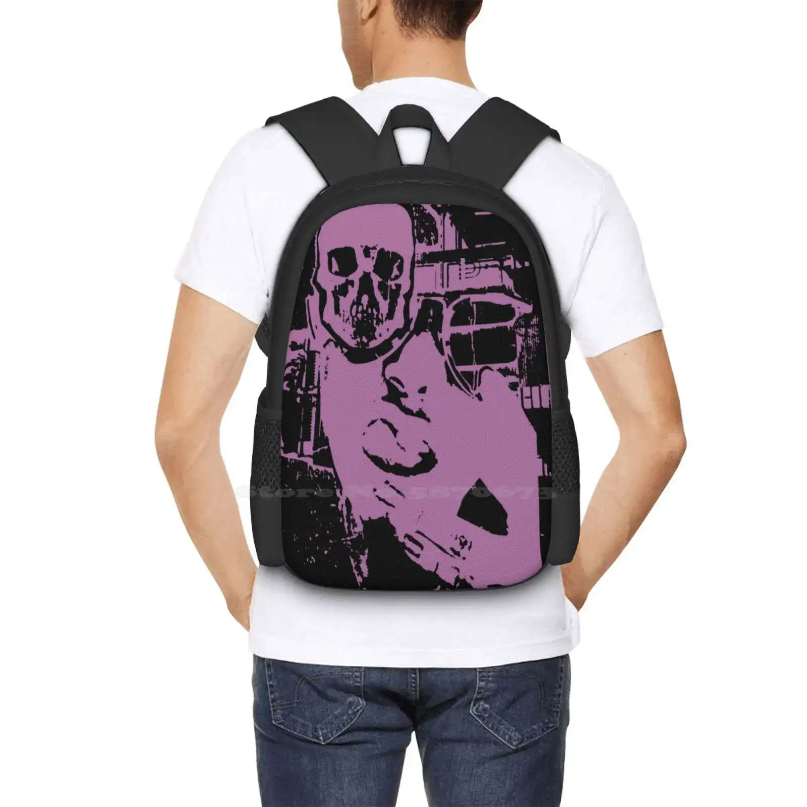 Party Girl With Skull Eye Large Capacity School Backpack Laptop Bags Gothic Skull Halloween Unique Collage Designer Weirdove