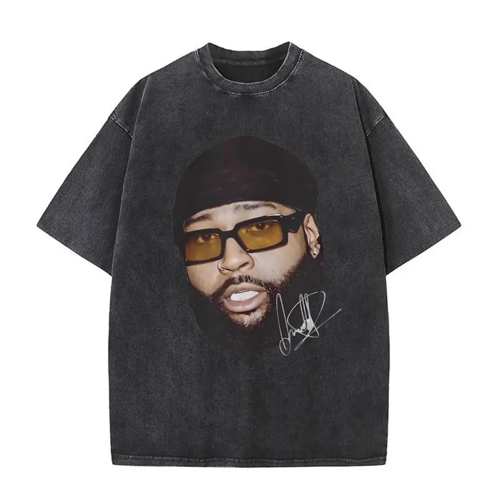 

Washed Vintage Rapper Partynextdoor Mugshot T-shirts Men Hip Hop Fashion Casual Tshirt Short Sleeve Men's Oversized Streetwear