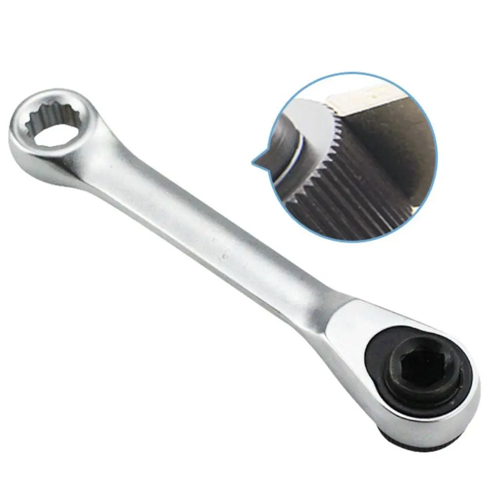 Double Headed Mini Ratchet Wrench Hexagonal 72-tooth Socket Ratchet Wrench Carbon Steel 1/4 Inch Screwdriver Bit Tool