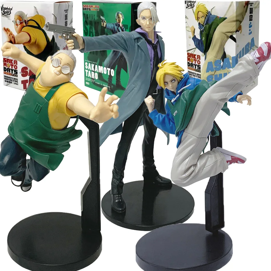 Set di 3 Statuette Anime SAKAMOTO DAYS da 21CM, Personaggi Taro Sakamoto e Shin Asakura, Modelli in PVC, Ornamenti da Scrivania