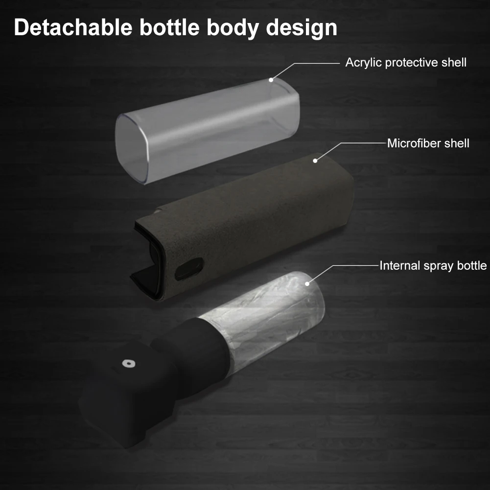 Kit de limpiador de pantalla 2 en 1, botella de Spray reutilizable portátil, paño de microfibra con líquidos de limpieza para todos los teléfonos y electrónicos