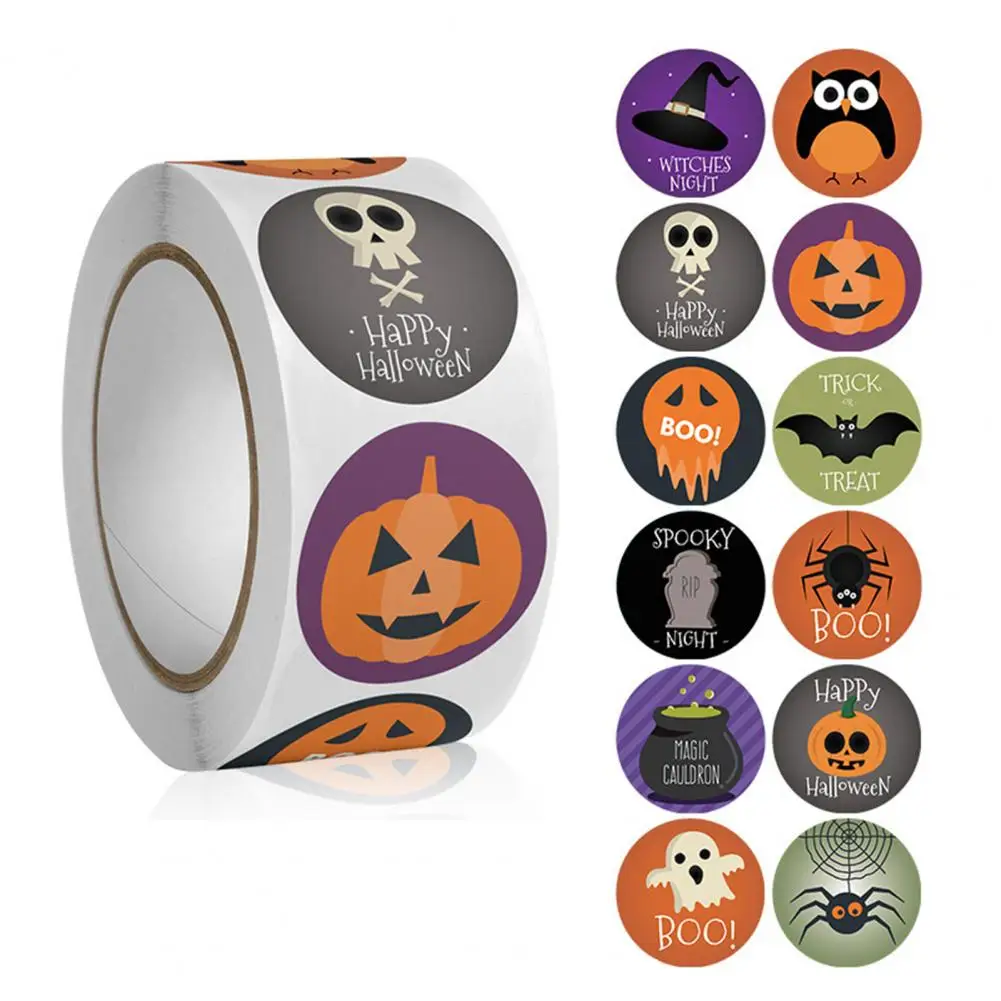 Ghost Sticker Pumpkin Sticker Festive Halloween Sticker Labels 500 Pumpkin Skeleton Patterned Seals for Candy Bags Envelopes