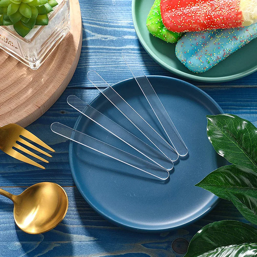 

80pcs Ice Cream Acrylic Diy Reusable Mirror Craft Making Multi-Purpose Ice Cream Making Sticks For Creativity Transparent