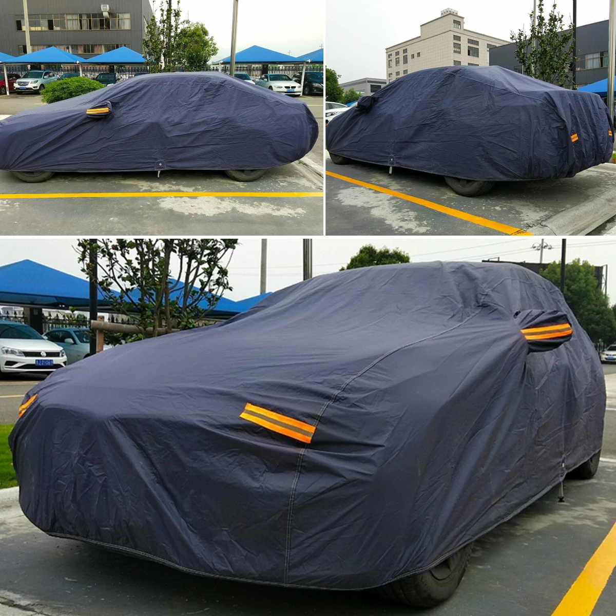 

For Sedan Car L/XL Size Full Car Covers Outdoor Universal Waterproof Sun Rain Snow Anti-UV Protection Blue Color Cover