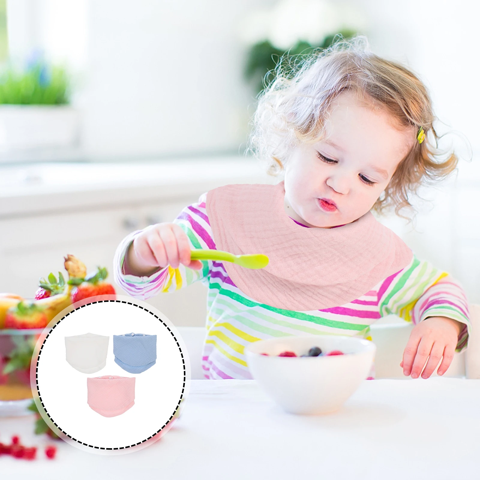 

3pcs Baby Bibs Drooling Towel for Newborn Cotton Yarn Boys Girls Infant Toddler Mealtime Protector Saliva Wipes Bandana
