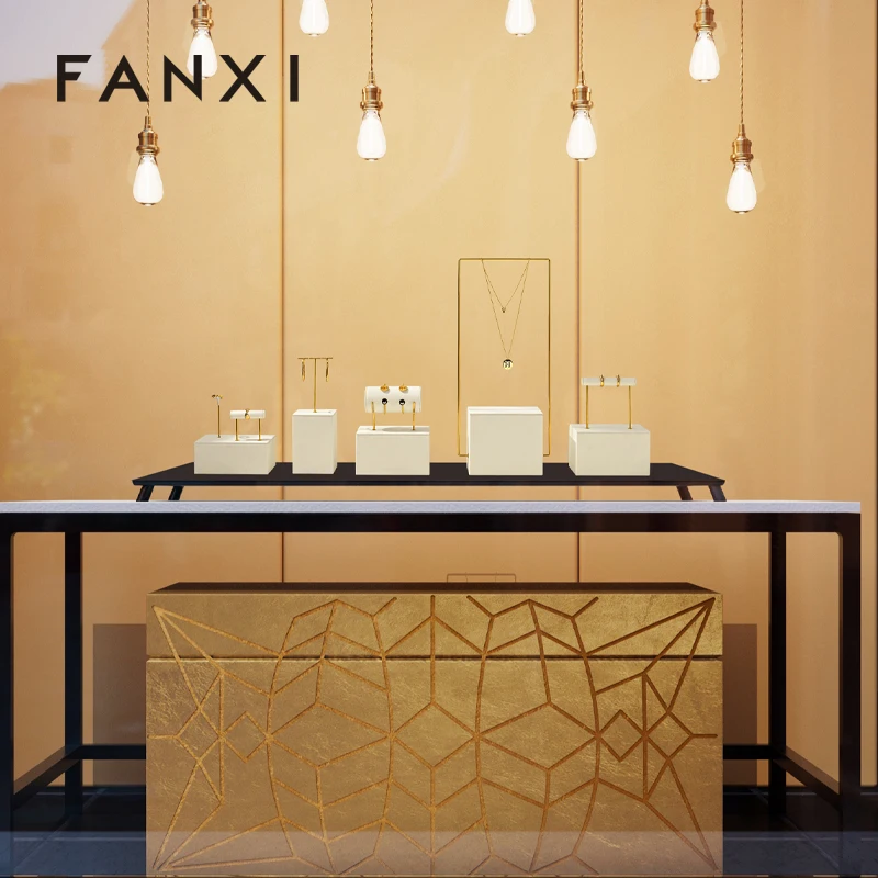 دعائم عرض المجوهرات الراقية، والخواتم، والقلائد، والأقراط، والأساور، ونوافذ العرض، ورفوف عرض المجوهرات المصنوعة من الألياف الدقيقة #5