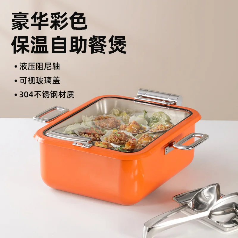 Commercial Buffet Furnace Stainless Steel Visual Hydraulic Flap Ceramic Insulation Furnace Hotel Tableware
