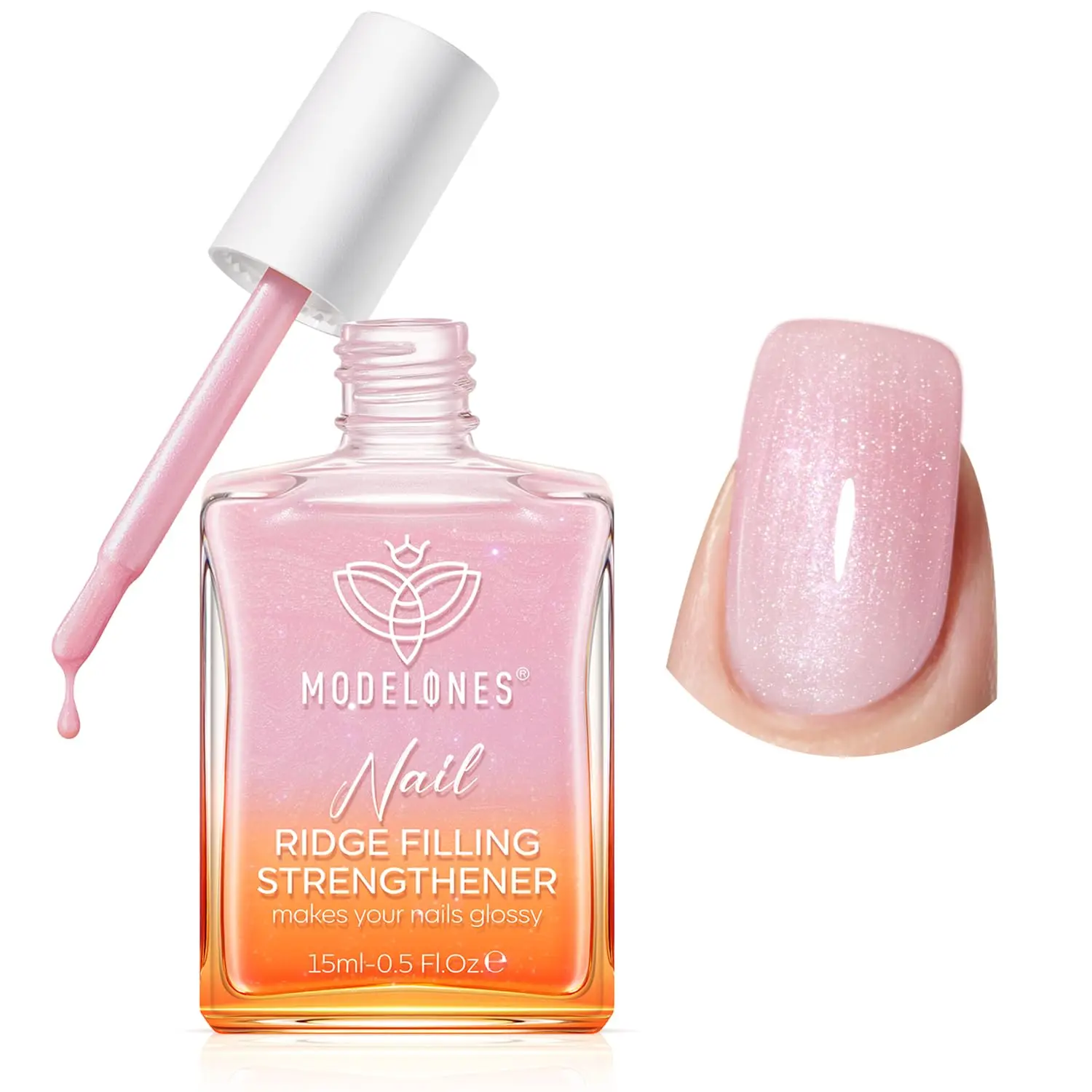 

Nail Strengthener Glitter Pink Nail Polish Repair for Damaged Nails Hardener and Growth Polish 15ml
