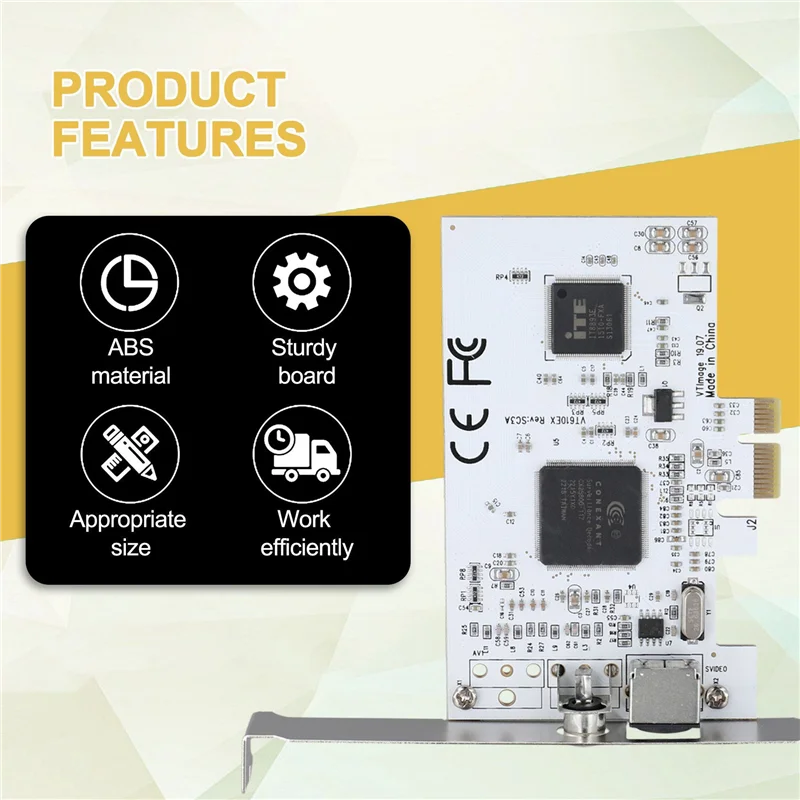 ABGI-10X PCIE بطاقة توسيع PCIE إلى AV مراقبة HD 640X480 دقة بطاقة التقاط الصوت والفيديو بطاقة التقاط الصورة