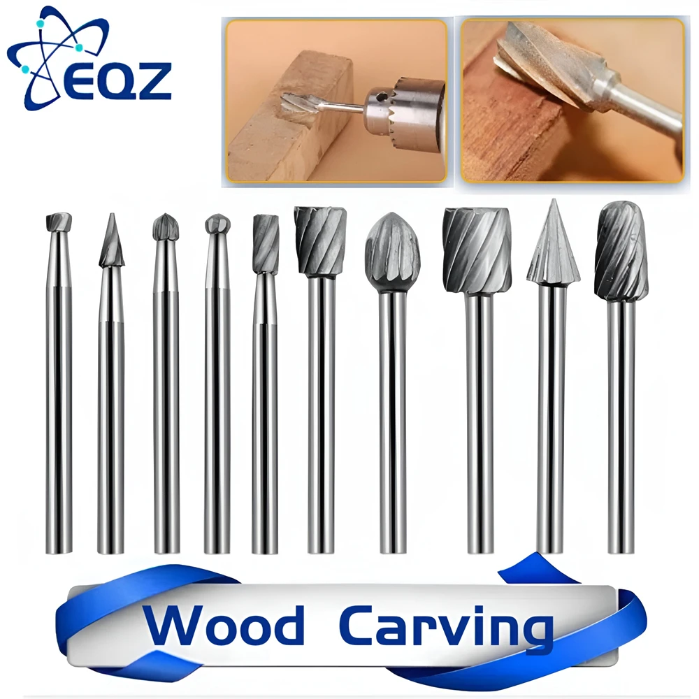 10Pcs HSS Titanium Dremel Routing Rotary Milling Rotary File Cutter Wood Carving Carved Knife CutterDrill Bit Tools Set