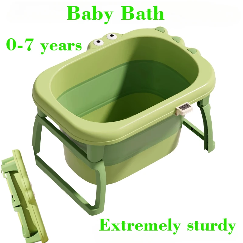 

4 Gift Baby Bath Tub Children's Bucket Foldable Household Sitting and Lying Large Swimming Safe for Lightweight Made of PP