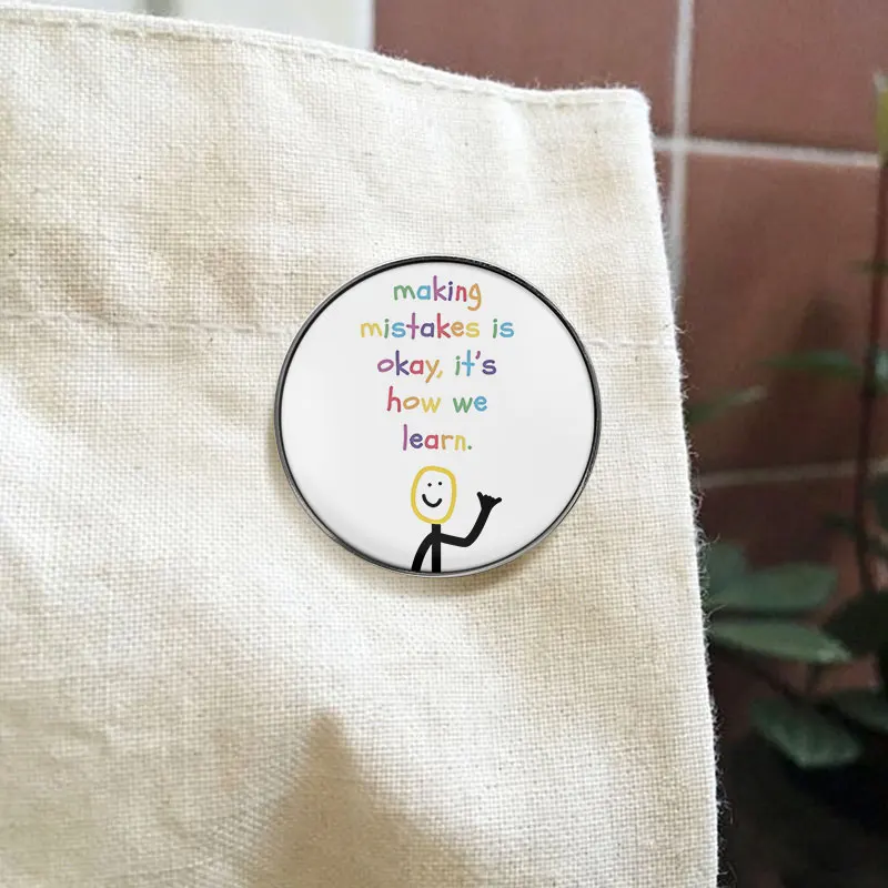 Making Mistake Is Okay UV Printing Pin Rainbow Positive Quote Mental Health Brooch Lapel Badge Gift For Self ﻿