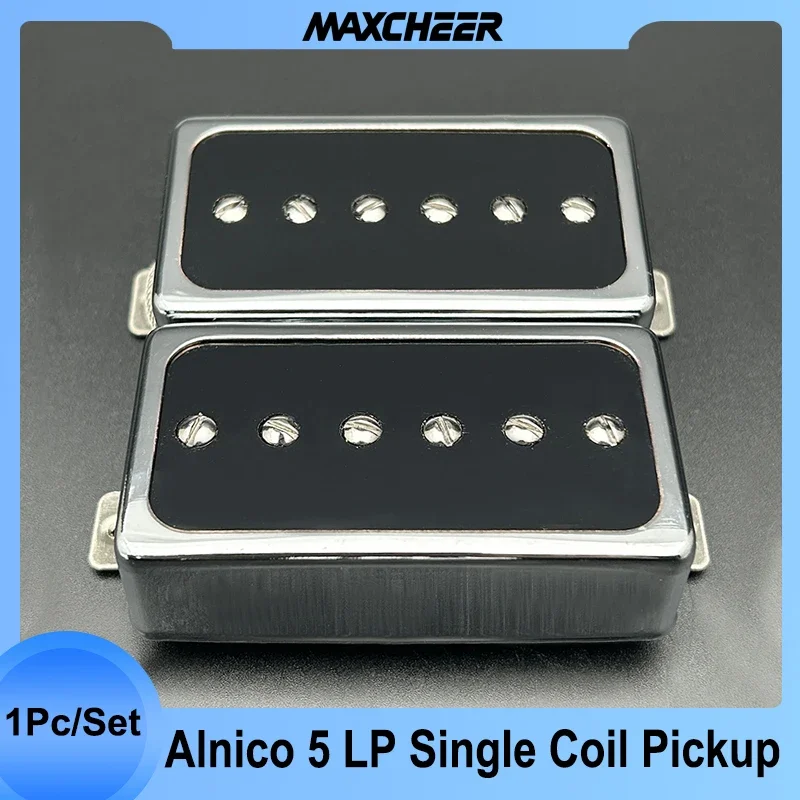 Alnico 5 Single Coil Pickup Humbucker Size White Copper Baseplate 50/52MM for LP Style Guitar Chrome