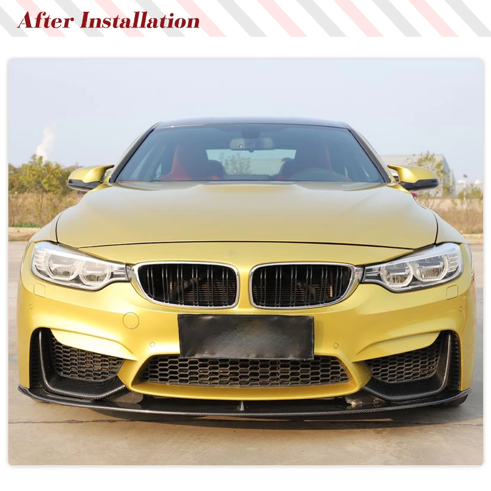 Car Front Bumper Lip Splitters for BMW F80 M3 F82 F83 M4 2014-2019 Carbon Fiber Car Front Racing Spoiler Body Kits FRP 3PCS