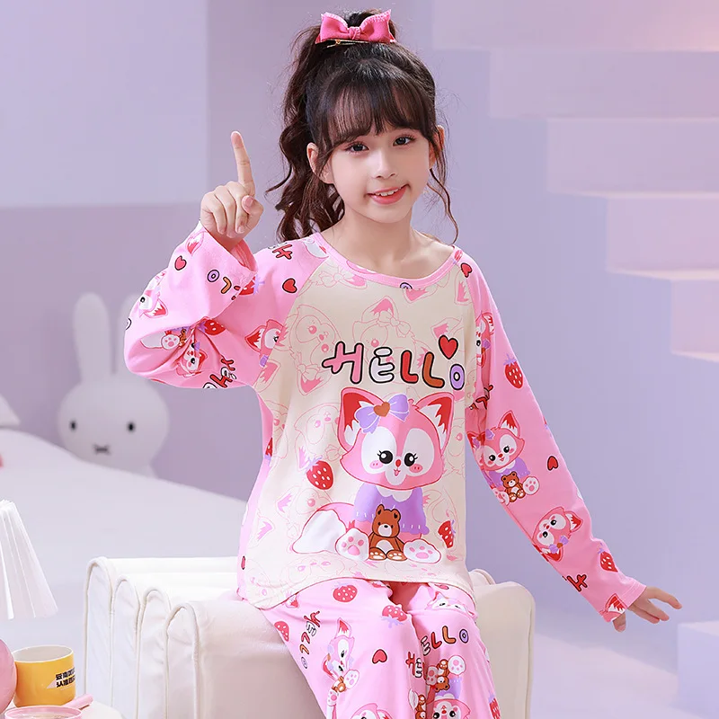 Hello Kitty Children Pajama Sets O Neck Soft Comfortable Print Kids Night Clothes Set Suitable Comfy Two Piece Set Autumn