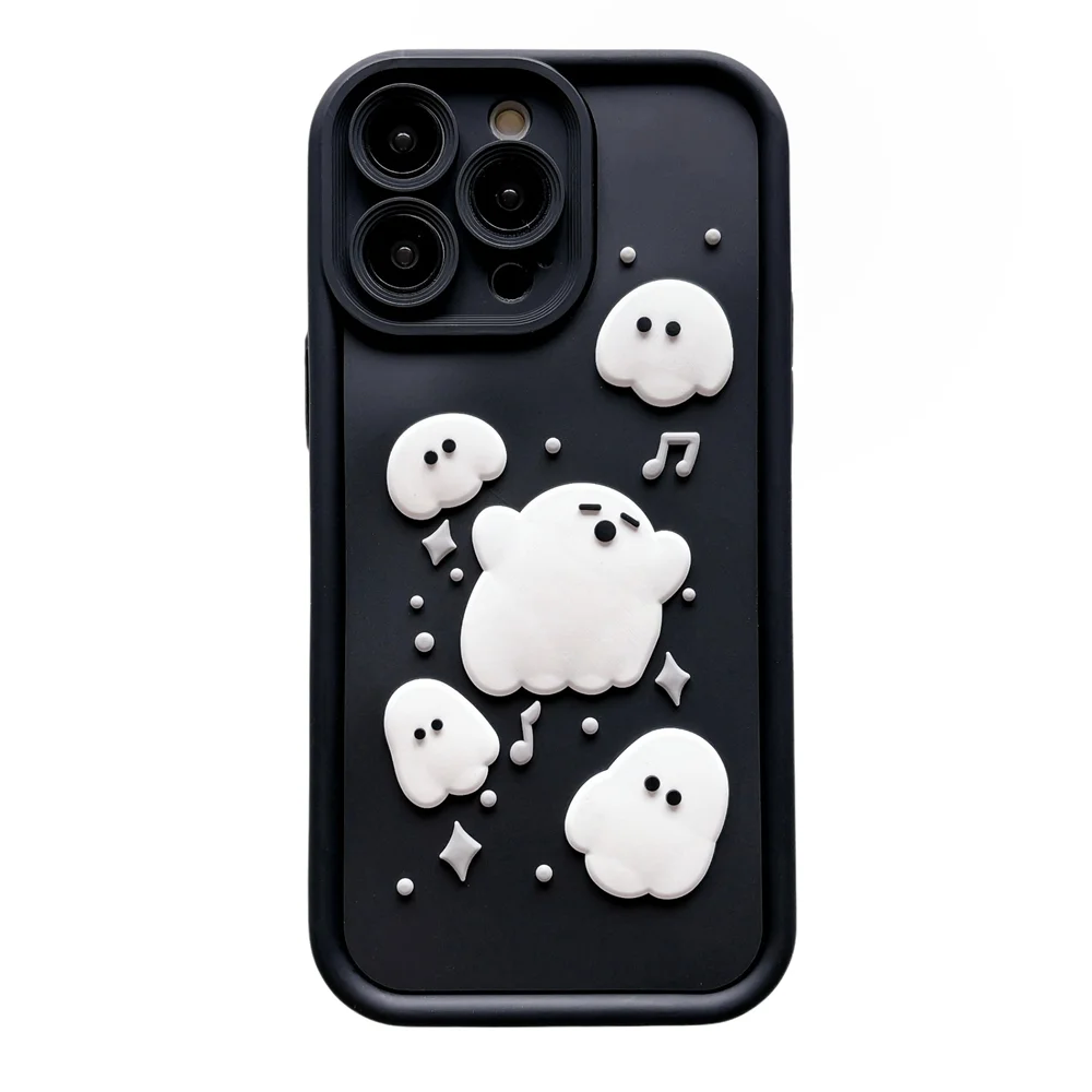 

Halloween 3D Cute Cartoon Spooky Ghosts Phone Case For iPhone 16 15 14 13 12 11 Pro Max 7 8 Plus Xr Xs Max Silicone Phone Cover